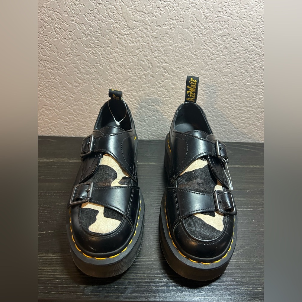 Dr. Martens Sidney Double Monk Strap  Leather Shoes Cow Black Sz ladies 6 Men 5